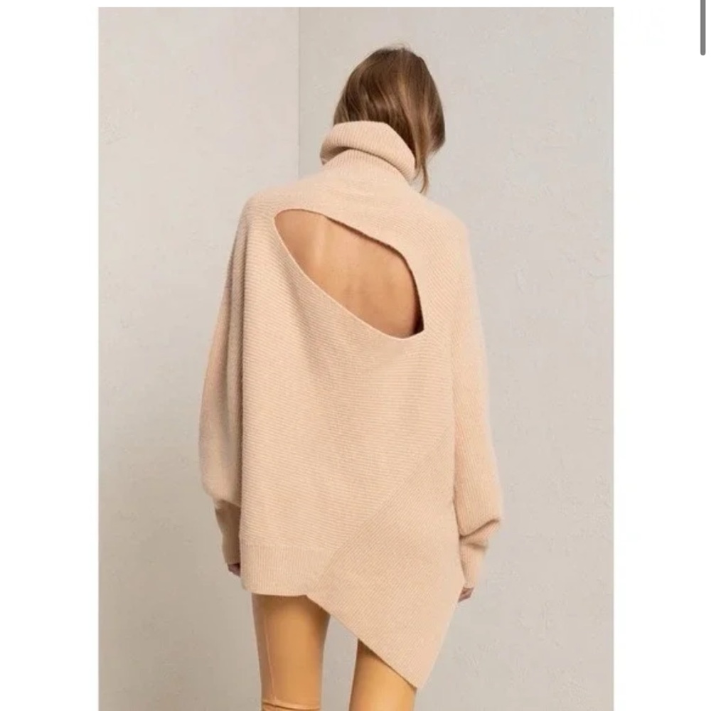 Rory Turtleneck Sweater Tan | Wool Cashmere Blend | Size M - Picture 2 of 6
